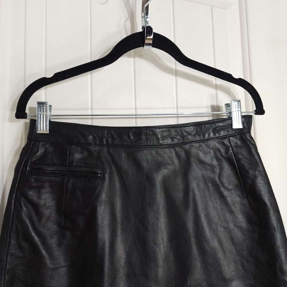 Vintage Rem Garson Pencil Skirt Womens 6 Black Leather Lined Pocket Side Zip - Picture 4 of 10